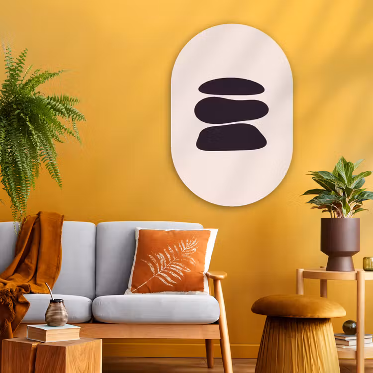 Oval - Glass - Shapes - Organic - Black - Vormen - Organisch - Zwart Wandcirkel Ovaal Glas middel