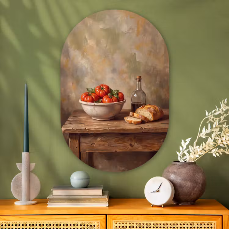 Oval - Glass - Tomatoes - Bowl - Food - Tomaten - Kom - Eten Wandcirkel Ovaal Glas middel