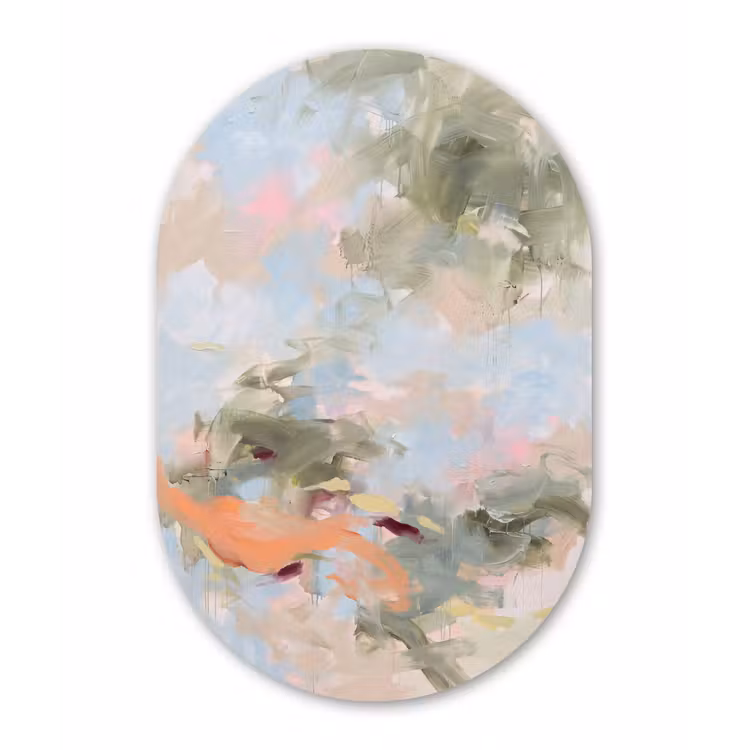 Abstract - Borstelstreken - Kunst - Modern - Pastel Wandcirkel Ovaal Forex klein -3d