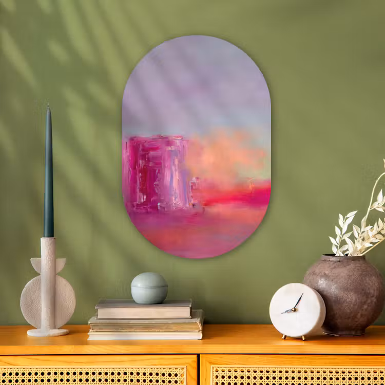 Abstract - Kleuren - Modern - Roze Wandcirkel Ovaal Forex klein -sfeer2