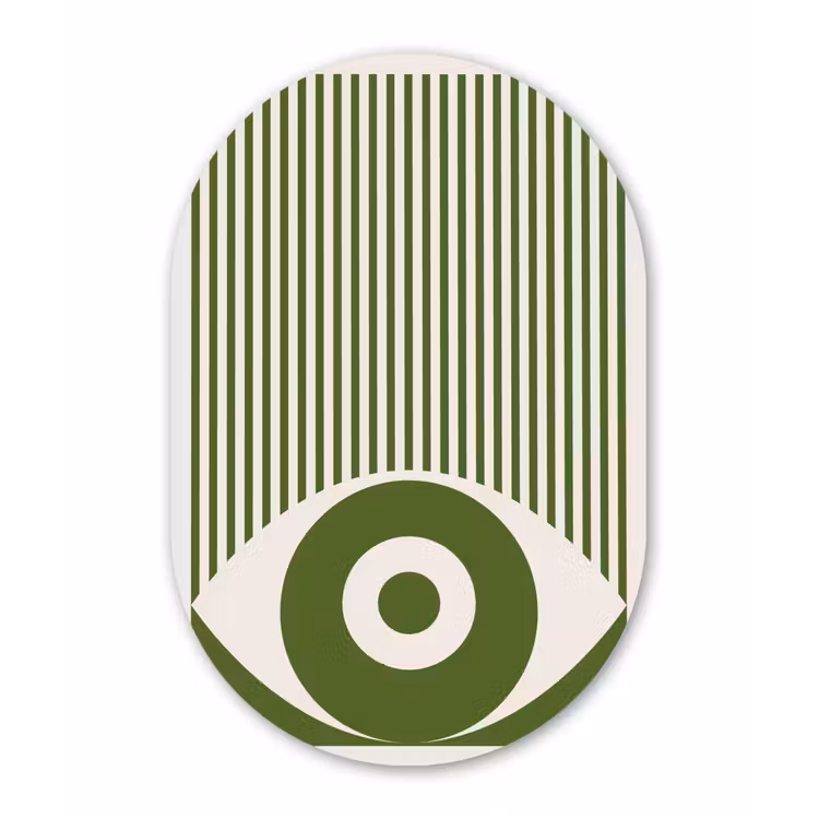 Abstract - Oog - Strepen - Modern - Groen Wandcirkel Ovaal Forex klein -3d