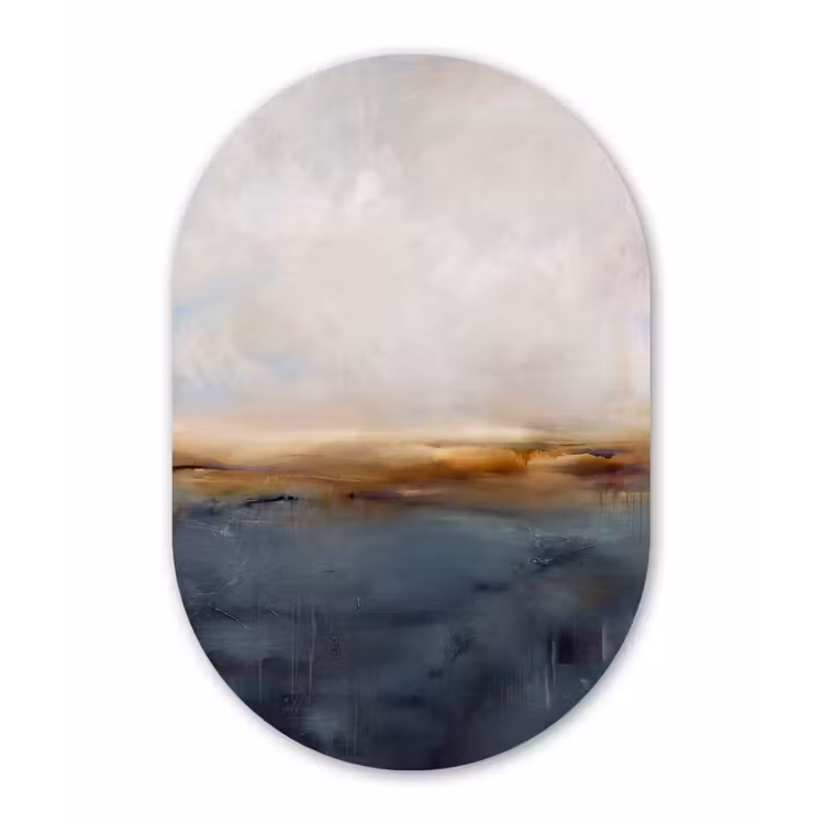 Abstract - Horizon - Water - Modern - Beige Wandcirkel Ovaal Forex klein -3d
