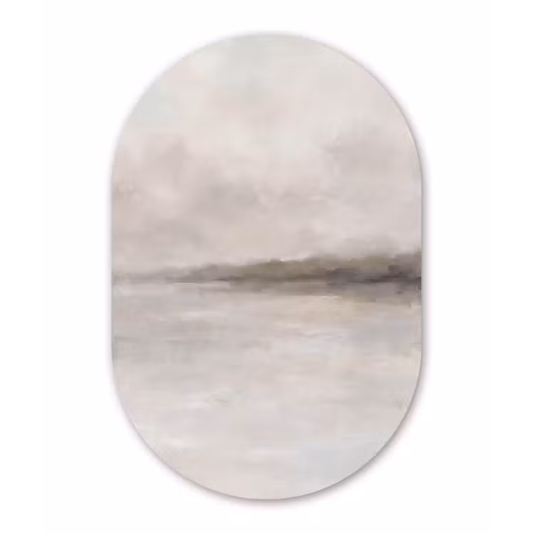 Abstract - Landschap - Nevel - Modern - Grijs Wandcirkel Ovaal Forex klein -3d