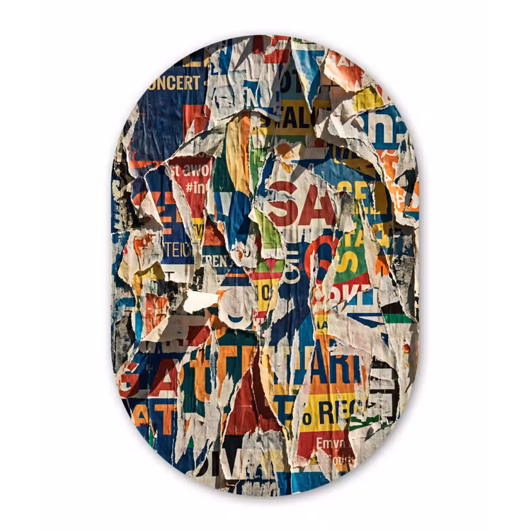 Abstract - Gelaagd papier - Urban - Modern - Kleurrijk Wandcirkel Ovaal Forex klein -3d
