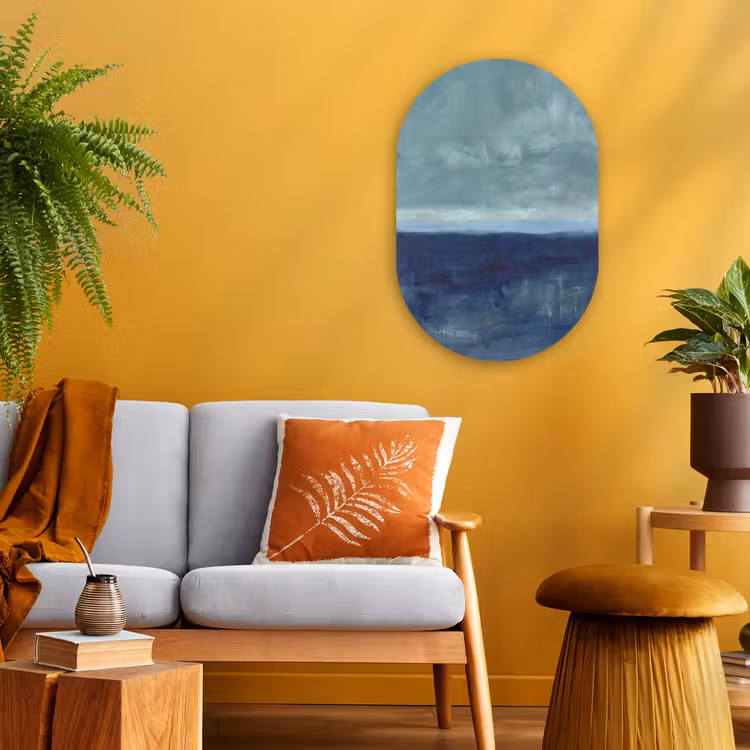 Abstract - Lagen - Rust - Modern - Blauw Wandcirkel Ovaal Forex klein -sfeer4