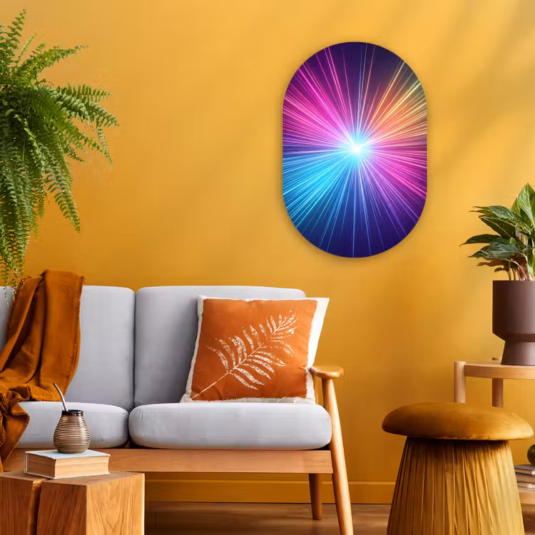 Abstract - Light - Burst - Modern - Colorful Wandcirkel Ovaal Forex klein -sfeer4