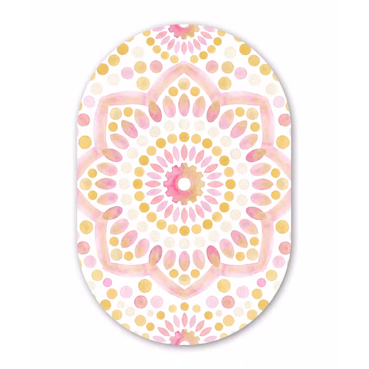 Abstract - Mandala - Kunst - Modern - Roze Wandcirkel Ovaal Forex klein -3d
