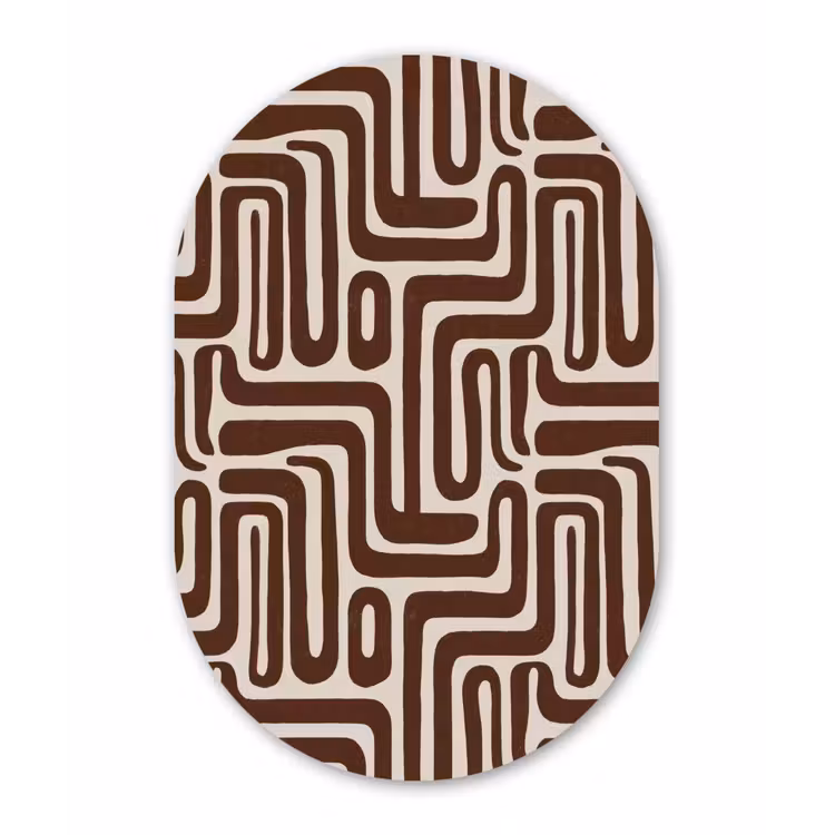 Abstract - Patroon - Bruin Wandcirkel Ovaal Forex klein 630 -3d