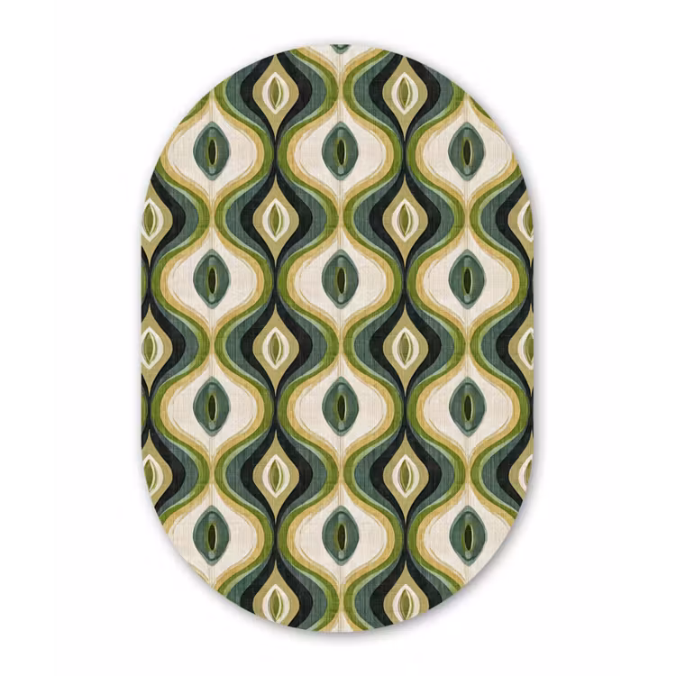 Abstract - Ritmisch - Groen Wandcirkel Ovaal Forex klein 630 -3d