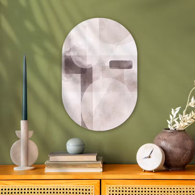 Oval - Plastic - Abstract Shapes - Beige - Abstracte vormen - Beige Wandcirkel Ovaal Forex klein