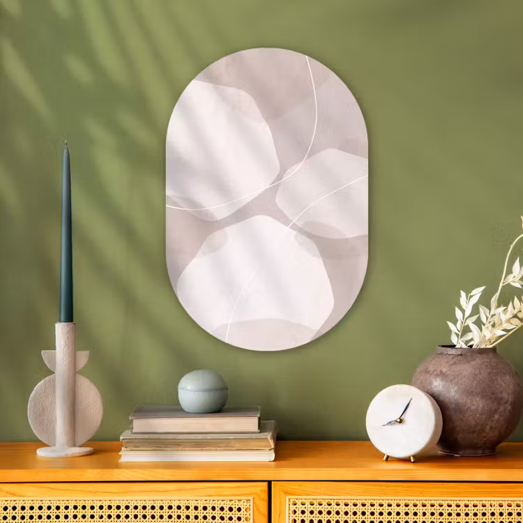 Oval - Plastic - Abstract - Shapes - Beige - Abstract - Vormen - Beige Wandcirkel Ovaal Forex klein
