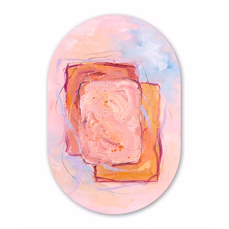 Abstract - Vormen - Modern - Roze Wandcirkel Ovaal Forex klein -3d