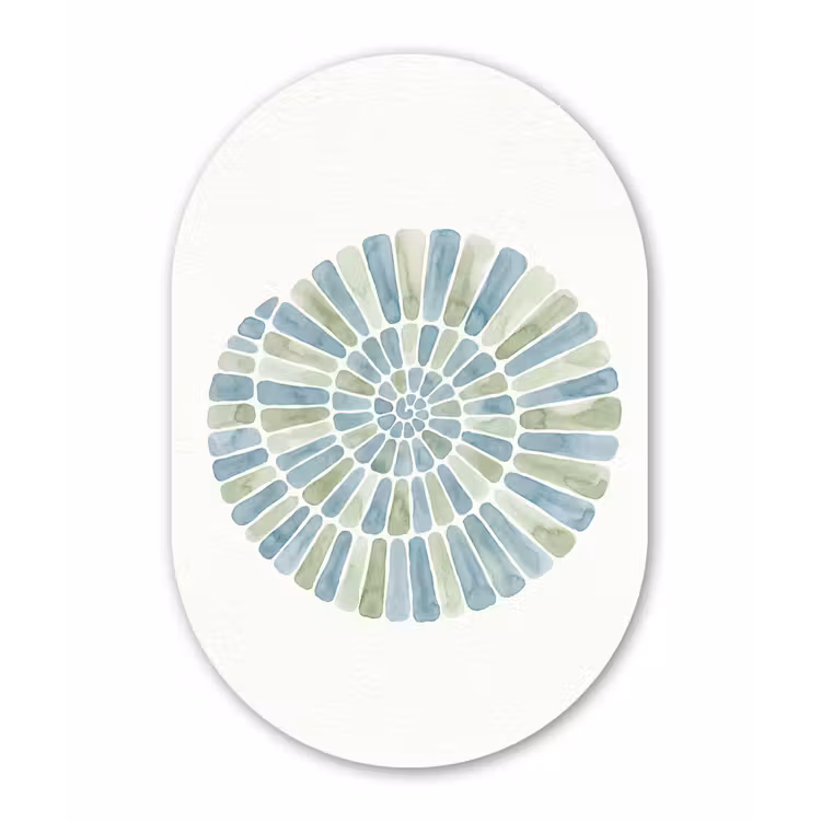 Abstract - Spiraal - Patroon - Modern - Blauw-Groen Wandcirkel Ovaal Forex klein -3d