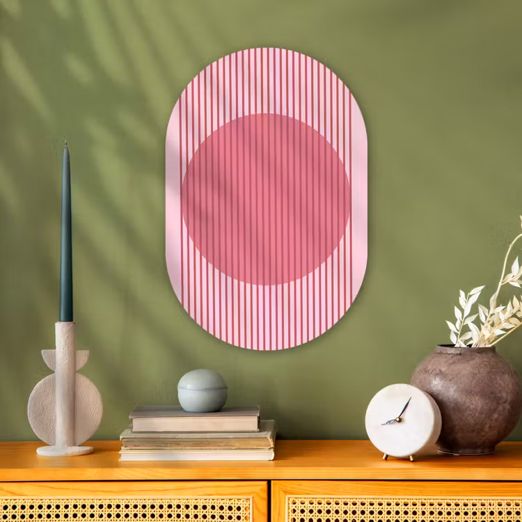 Abstract - Strepen - Ovaal - Roze - Modern Wandcirkel Ovaal Forex klein -sfeer2