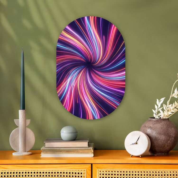 Abstract - Swirl - Futuristic - Neon Wandcirkel Ovaal Forex klein -sfeer2