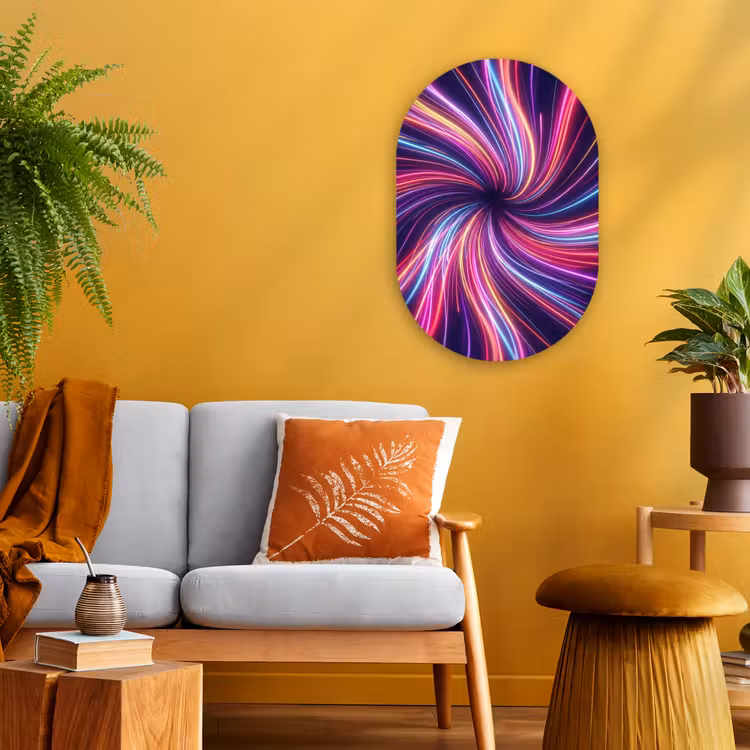 Abstract - Swirl - Futuristic - Neon Wandcirkel Ovaal Forex klein -sfeer4