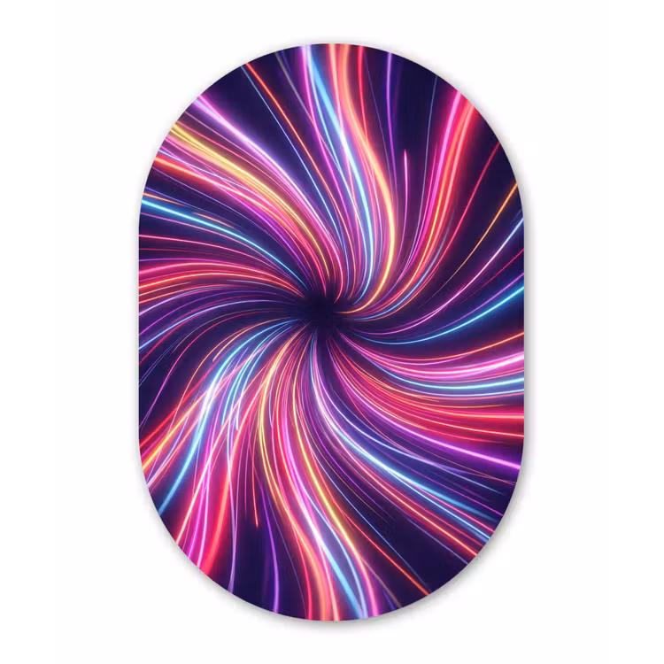 Abstract - Swirl - Futuristic - Neon Wandcirkel Ovaal Forex klein -3d