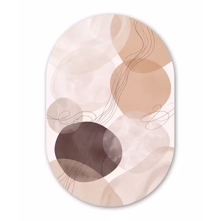 Oval - Plastic - Abstraction - Beige - Modern - Abstractie - Beige - Modern Wandcirkel Ovaal Forex klein