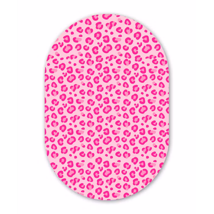 Dierenprint - Patroon - Abstract - Modern - Roze Wandcirkel Ovaal Forex klein -3d