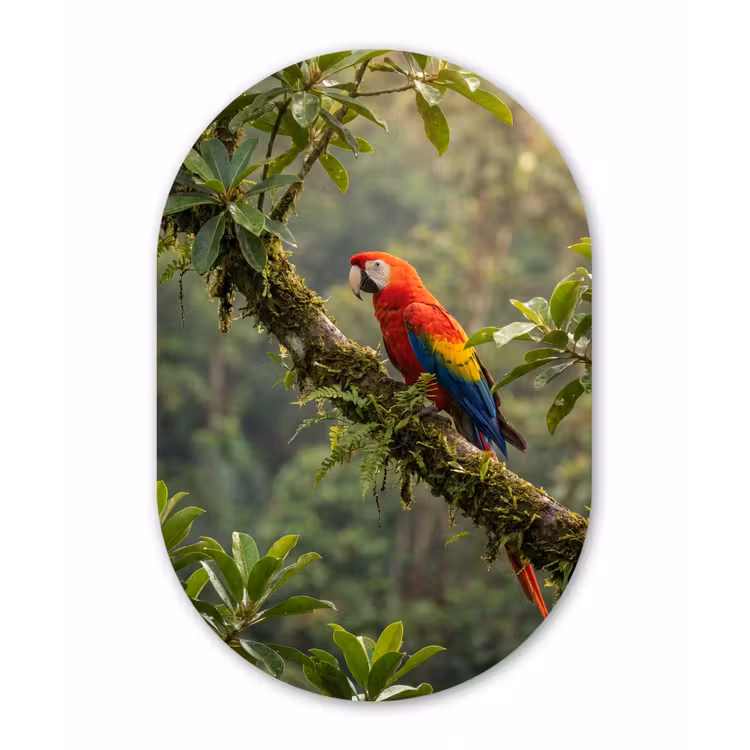 Ara - Jungle - Rood Wandcirkel Ovaal Forex klein -3d