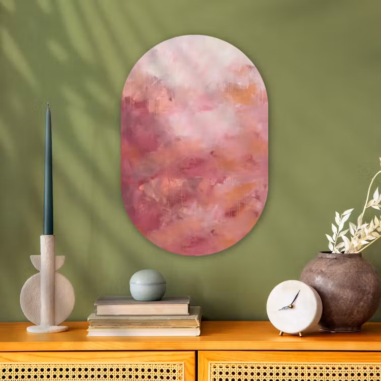 Kunst - Vloeiend - Pastel - Abstract Wandcirkel Ovaal Forex klein -sfeer2