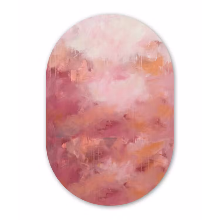 Kunst - Vloeiend - Pastel - Abstract Wandcirkel Ovaal Forex klein -3d