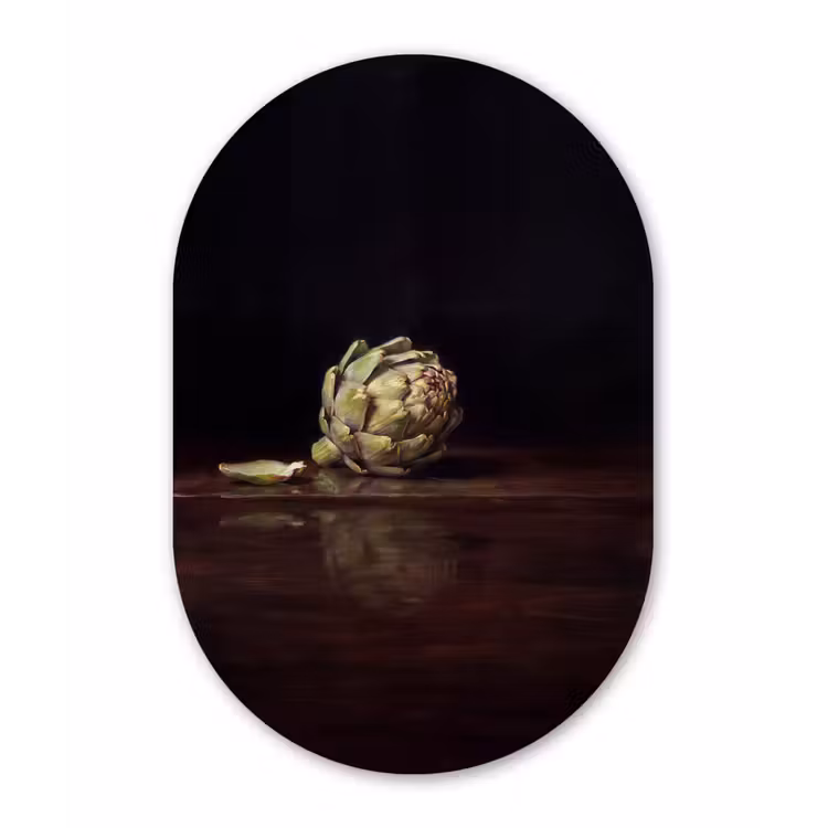 Oval - Plastic - Artichoke - Food - Classic - Artichok - Eten - Klassiek Wandcirkel Ovaal Forex klein