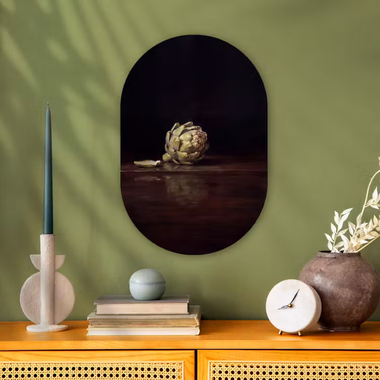 Oval - Plastic - Artichoke - Food - Classic - Artichok - Eten - Klassiek Wandcirkel Ovaal Forex klein