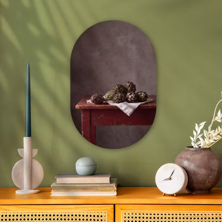 Oval - Plastic - Artichoke - Food - Rustic - Artisjok - Eten - Rustiek Wandcirkel Ovaal Forex klein