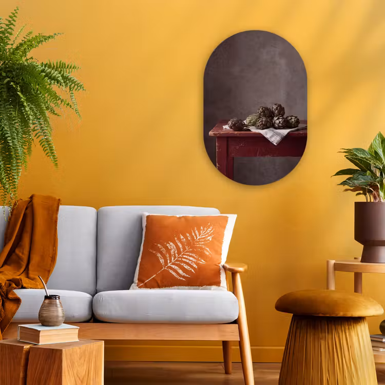 Oval - Plastic - Artichoke - Food - Rustic - Artisjok - Eten - Rustiek Wandcirkel Ovaal Forex klein