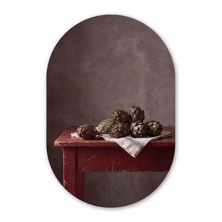 Oval - Plastic - Artichoke - Food - Rustic - Artisjok - Eten - Rustiek Wandcirkel Ovaal Forex klein
