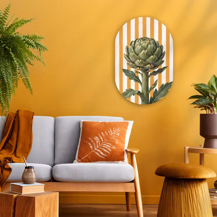 Oval - Plastic - Artichoke - Modern - Vegetable - Artisjok - Modern - Groente Wandcirkel Ovaal Forex klein