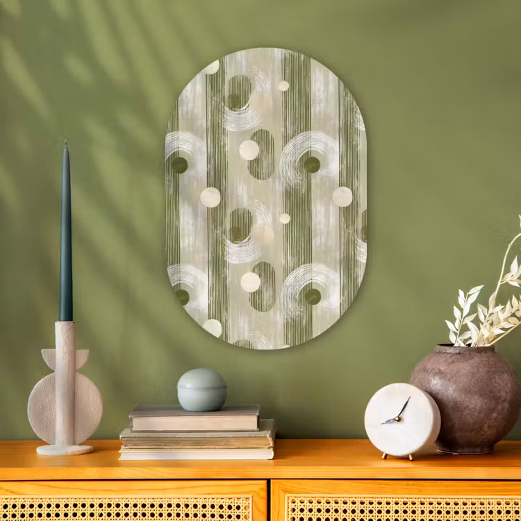 Artistiek - Modern - Groen Wandcirkel Ovaal Forex klein 630 -sfeer2
