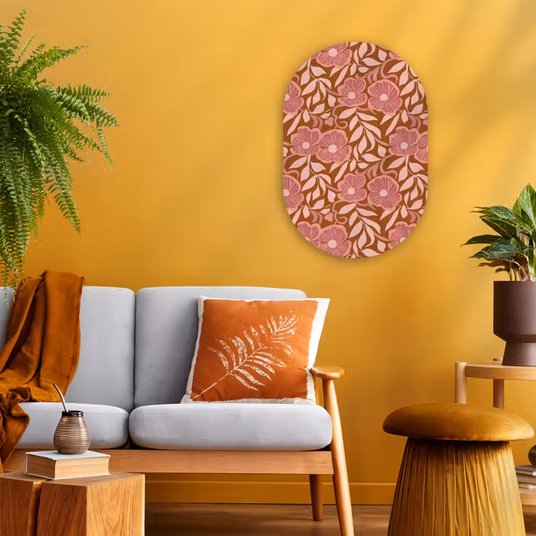 Sfeer - Bloemen - Roze Wandcirkel Ovaal Forex klein 630 -sfeer4