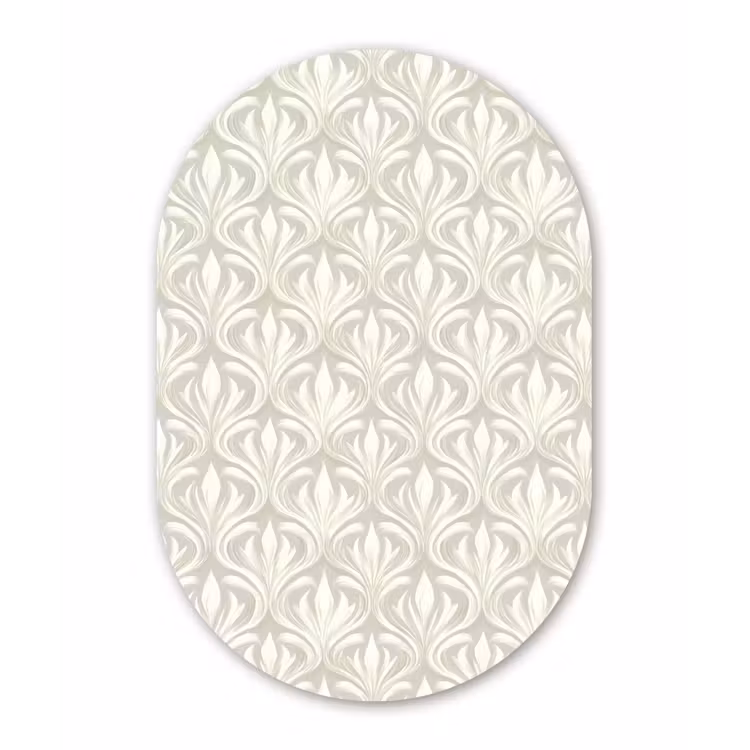 Barok - Patroon - Beige Wandcirkel Ovaal Forex klein 630 -3d