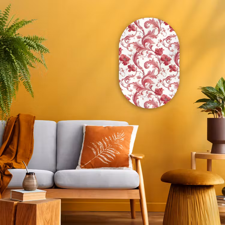 Barok - Patroon - Rood Wandcirkel Ovaal Forex klein 630 -sfeer4
