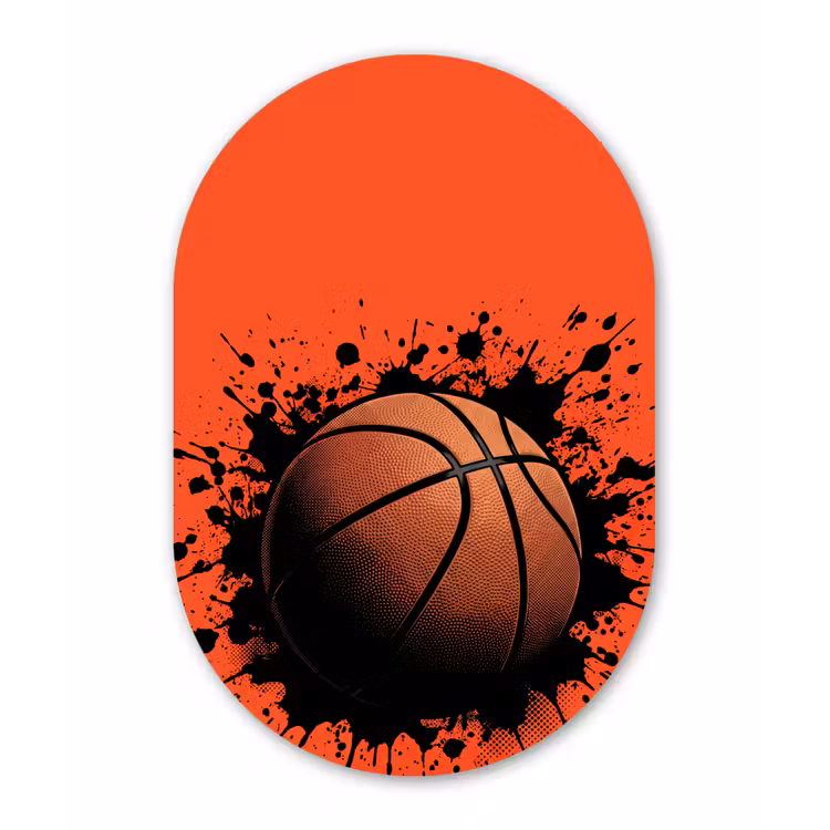 Basketbal - Verf - Sport - Oranje Wandcirkel Ovaal Forex klein -3d