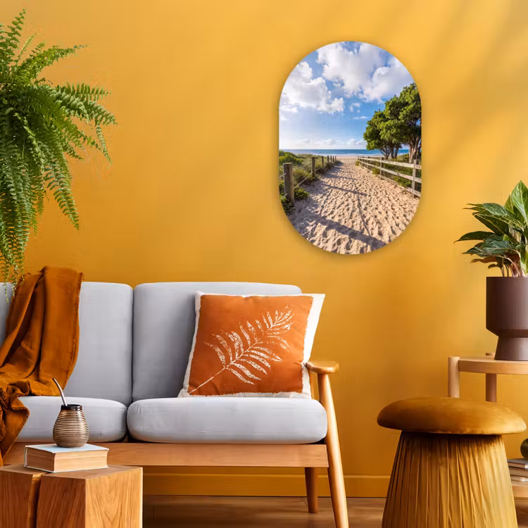 Strand - Zandpad - Oceaan - Natuur Wandcirkel Ovaal Forex klein -sfeer4