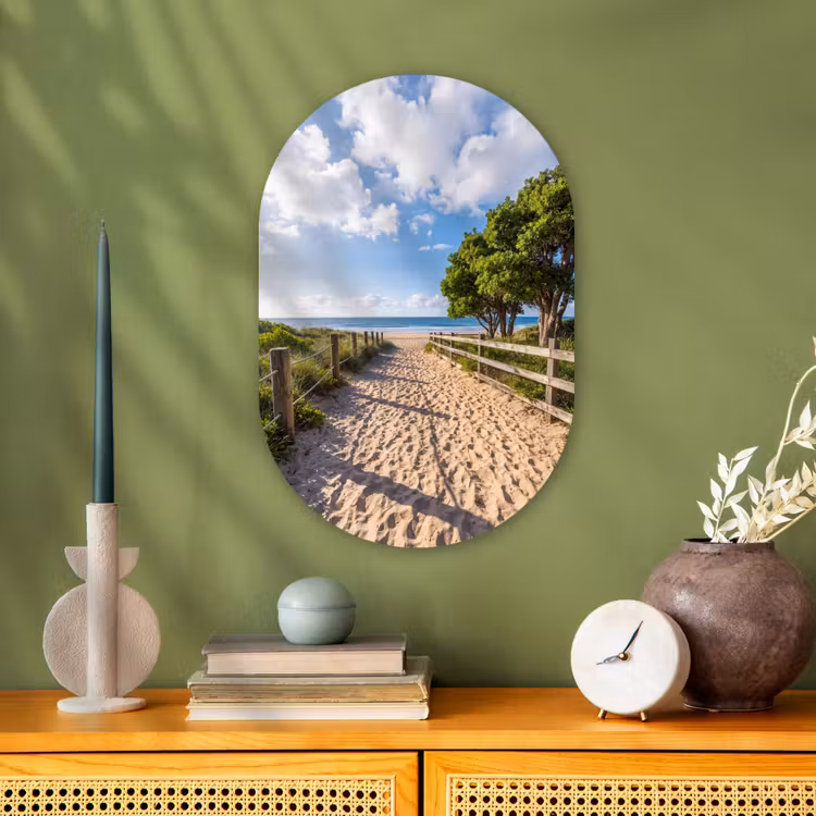 Strand - Zandpad - Oceaan - Natuur Wandcirkel Ovaal Forex klein -sfeer2