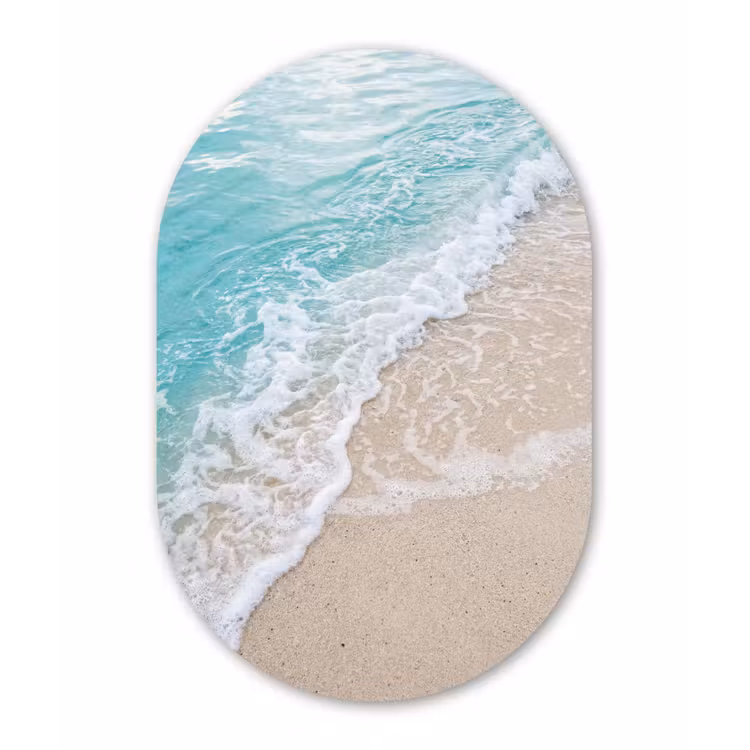 Strand - Zee - Golf - Natuur - Blauw Wandcirkel Ovaal Forex klein -3d