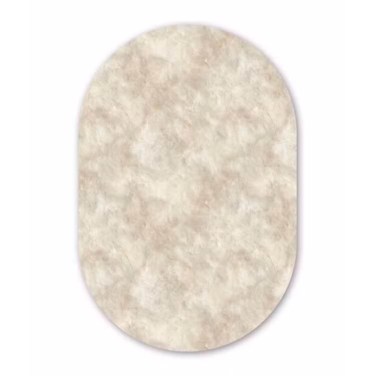 Beige - Reliëfstructuur - Natuursteen Wandcirkel Ovaal Forex klein 630 -3d