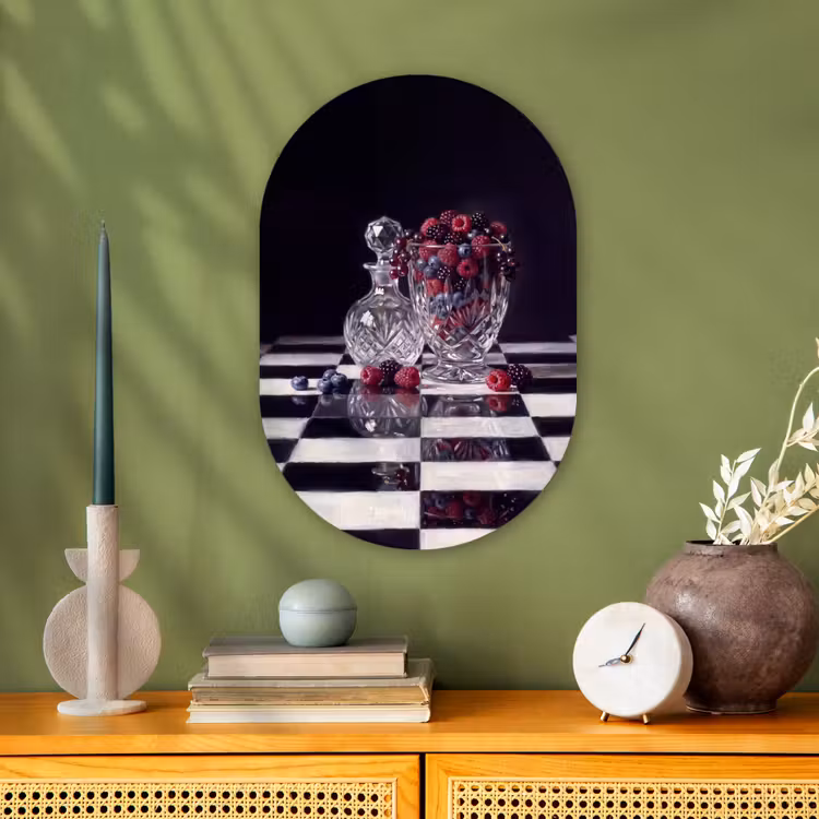 Oval - Plastic - Berries - Crystal - Still Life - Bessen - Kristal - Stilleven Wandcirkel Ovaal Forex klein