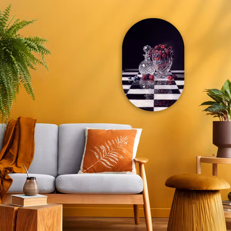 Oval - Plastic - Berries - Crystal - Still Life - Bessen - Kristal - Stilleven Wandcirkel Ovaal Forex klein