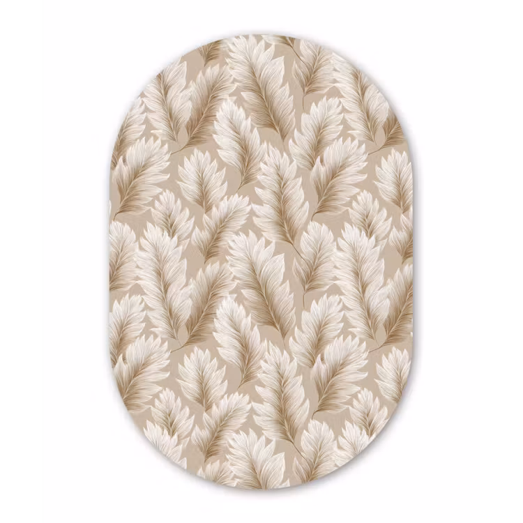 Botanisch - Patroon - Beige Wandcirkel Ovaal Forex klein 630 -3d