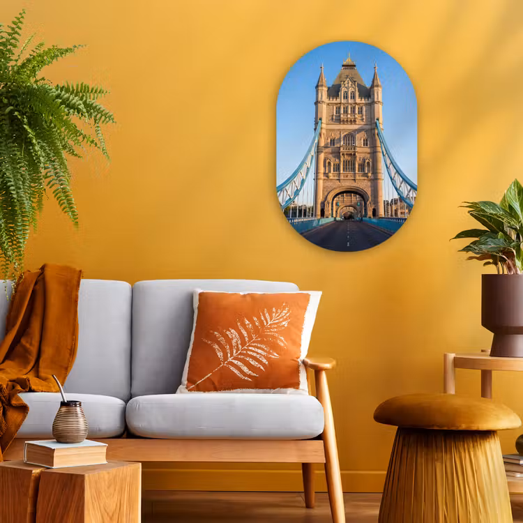 Brug - Toren - Architectuur - Klassiek - Blauw Wandcirkel Ovaal Forex klein -sfeer4