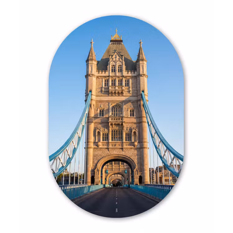 Brug - Toren - Architectuur - Klassiek - Blauw Wandcirkel Ovaal Forex klein -3d