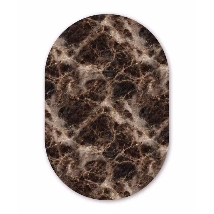 Bruin - Goud - Marmer Wandcirkel Ovaal Forex klein 630 -3d