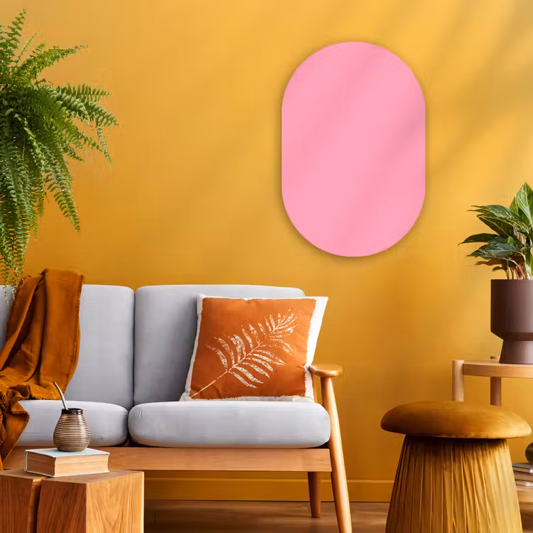 Bubblegum - Pink - Roze Wandcirkel Ovaal Forex klein 630 -sfeer4