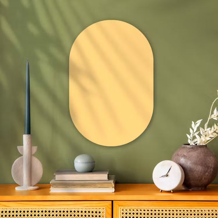 Butter - Geel - Yellow Wandcirkel Ovaal Forex klein 630 -sfeer2