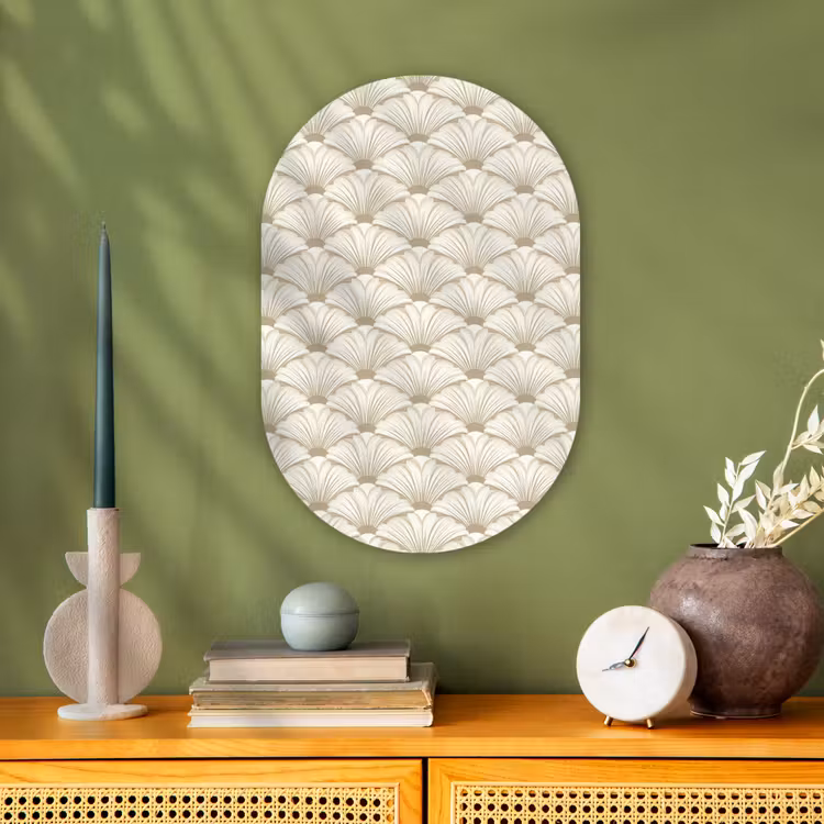 Klassiek - Art - Beige Wandcirkel Ovaal Forex klein 630 -sfeer2